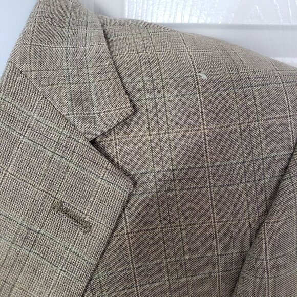 Daniel Cremieux Loro Piana Wool Blazer Plaid Green 2 Button Jacket Mens Sz 46 - Picture 2 of 10